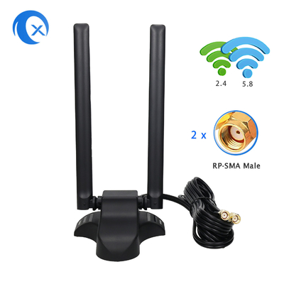 Antenne WiFi a doppia banda 2.4GHz 5GHz RP-SMA con cavo di estensione di 6,5 piedi per PC Desktop Computer Bluetooth wireless