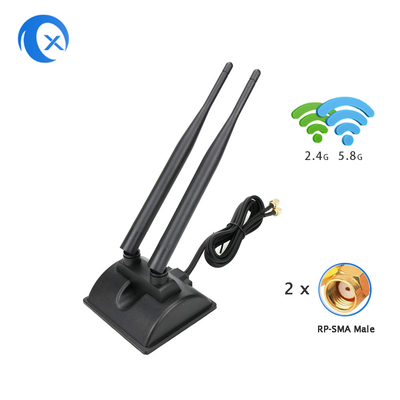 Antenna WiFi 6dBi con connettore maschile RP-SMA 2.4GHz 5GHz doppia banda base magnetica per router wireless WiFi PCI-E