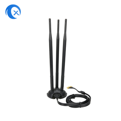 2.4G/5G Triple 7dBi Antenna WiFi Bluetooth Wireless Extender Antenna montata magneticamente con connettore maschile RP-SMA