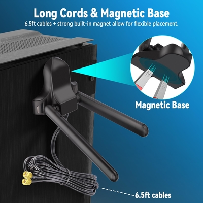 WiFi 6E Antenna Tri-Band 2.4GHz 5GHz 6GHz Base magnetica WiFi Antenne RP-SMA connettore per PC Desktop Router wireless