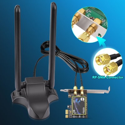 WiFi 6E Antenna Tri-Band 2.4GHz 5GHz 6GHz Base magnetica WiFi Antenne RP-SMA connettore per PC Desktop Router wireless