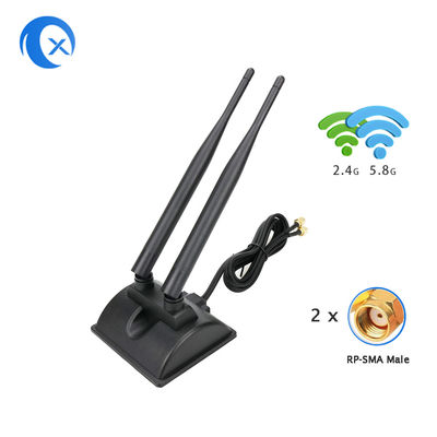 Antenna WiFi 6dBi con connettore maschile RP-SMA 2.4GHz 5GHz doppia banda base magnetica per router wireless WiFi PCI-E